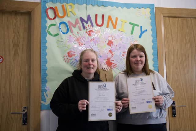 Kim Dunne and Nichola Jenkins who completed the training at Muckamore Parish Development Association.