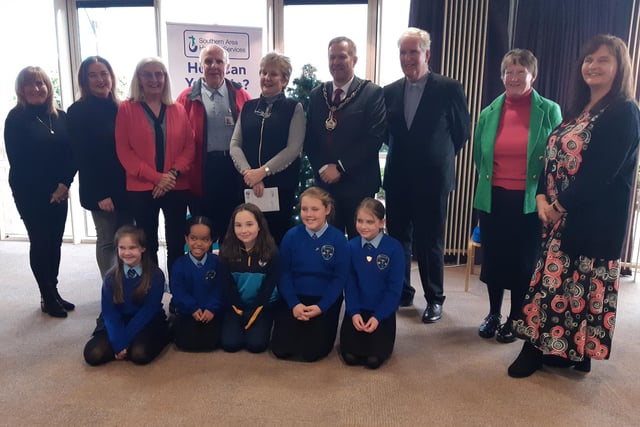 Some of those who attended the Southern Area Hospice Light Up a Life ceremony at Craigavon Civic Centre on Tuesday including a few of the pupils from St Francis PS in Lurgan, Co Armagh.