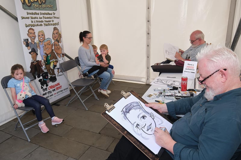 Posing for a sketching during Magherafelt Town Centre fun activities on Saturday.