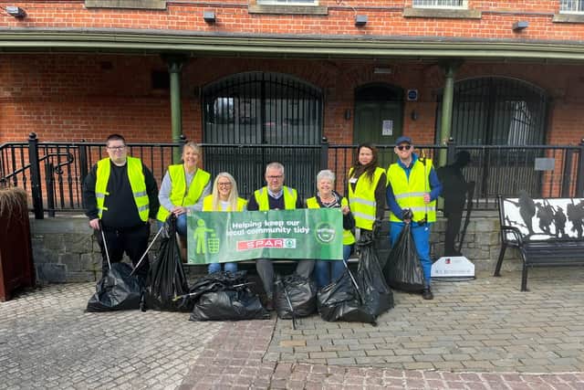 The team from Eurospar Moundview in Dromore, who collected 46 bags of rubbish. Pic credit: Henderson Group