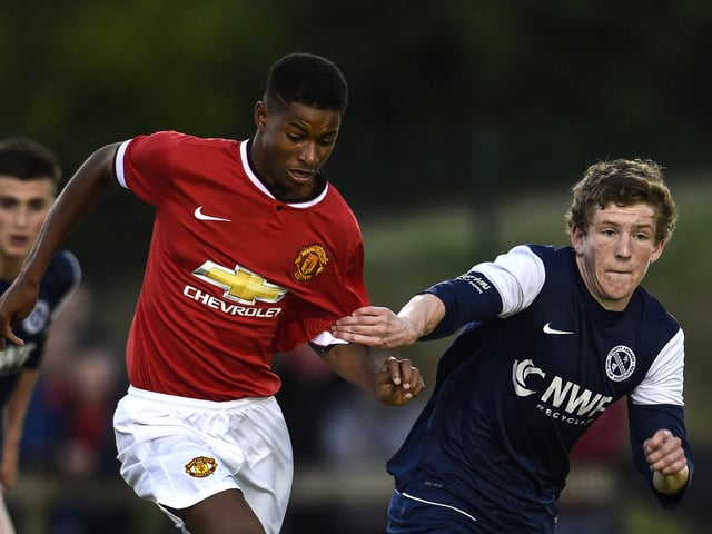 Marcus Rashford in action for Manchester United at the Budget Energy SuperCupNI.