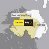 A yellow weather warning for fog is in place for Northern Ireland