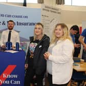 Lisburn Campus students from Access Level 3 Diploma in Foundation Studies (left to right) Lisa Dunn (Lisburn), with Mart Floyd, AXA, Nicole Hewitt (Lisburn) and Megan Redmond (Lisburn)