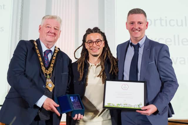 Winners of the Discretionary Award for Horticultural Excellence Award category, Causeway Coast and Glens Borough Council with Tayshan Hayden-Smith. Credit Royal Horticultural Society
