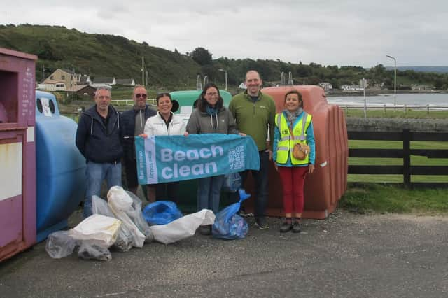 Beach clean up volunteers at Brown's Bay, Islandmagee.