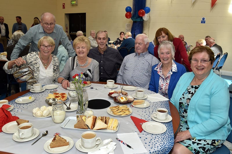 Guests enjoying the celebration at the Richhill Presbyterian Tuesday Morning Club Coronation Tea. PT17-274.