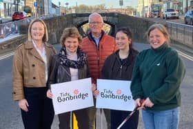 ​Tidy Banbridge volunteers, Joy Ferguson, Caroline Kirkwood, Gavin Henry, Ruby Mulligan and Faye Cameron ready for the first litter pick.