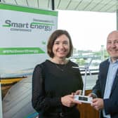 Neasa Quigley of Carson McDowell and Steven Agnew of Head of RenewableNI, announcing Smart
Energy Conference 2022