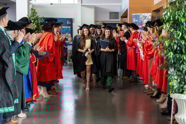 Celebrating graduation day on Friday morning in Coleraine.