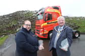 Joanne McCubbin winner of The Higher-Level Apprentice Award 2024 pictured at the Giant’s Causeway alongside the former Mayor of Causeway Coast and Glens Councillor Steven Callaghan. CREDIT CAUSEWAY COAST AND GLENS COUNCIL
