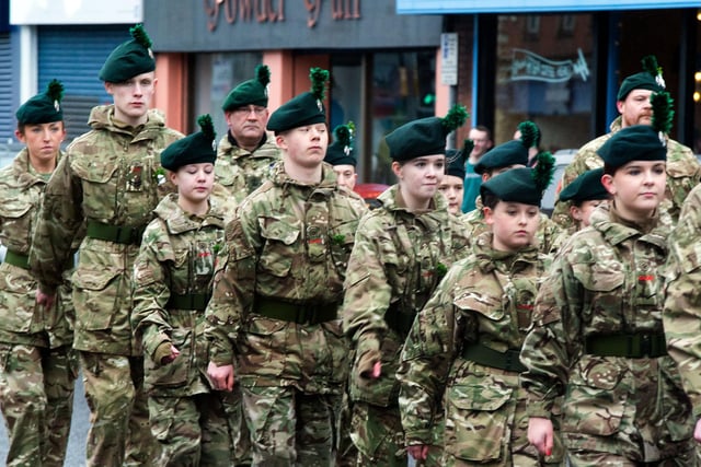 Army Cadets on parade during the Portadown RBL St Patrick's Day parade on Saturday. PT12-212.