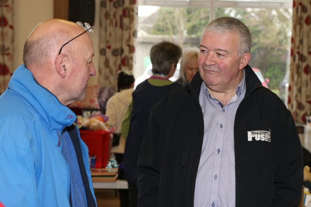 Ivor Wallace and Trevor McClarty Pictured at the Ballymoney Community Hub Craft Fair held at Ballymoney Parish Centre on Saturday