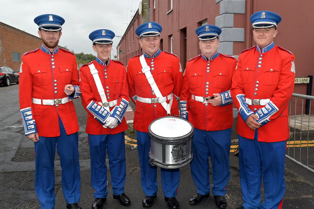Members of Portadown Defenders Flute Band pictured before their annual parade in the town centre on Friday night. Included from left are, Richard Stevenson, Harry Forbes, Chris McConnell, Jack Scott and Bradley Blevins. PT34-222.