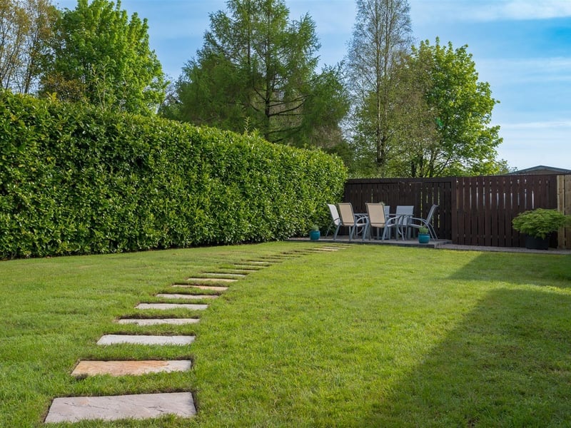 Lawn with paved patio area.