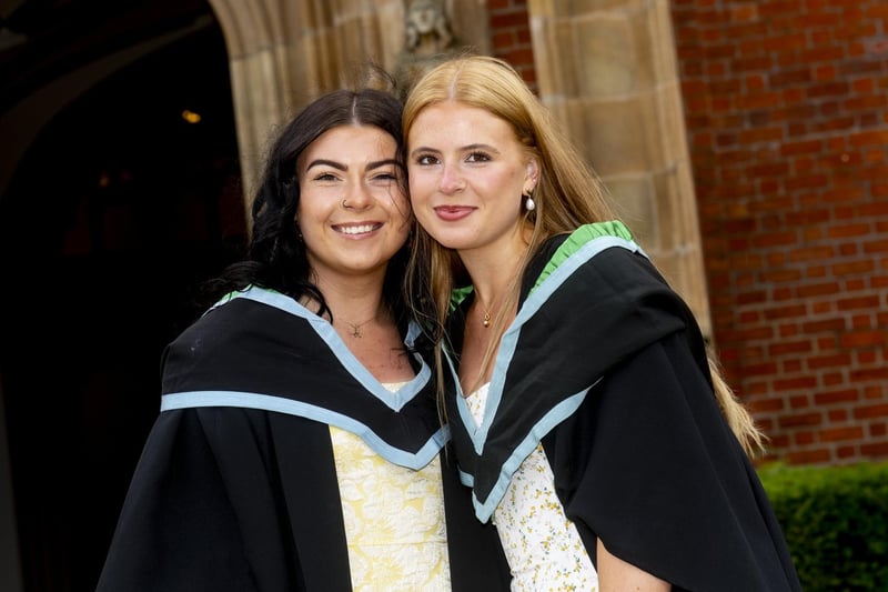 Aleah Lundy, from Newry, and Rhianna Todd, from Ballymoney, are celebrating graduating with a degree in Environmental Management from the School of Biological Sciences.
