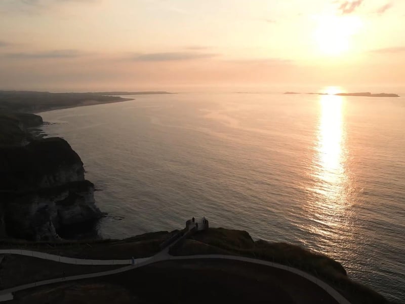 Magheracross viewing point, between Portrush and Bushmills - the purpose-built viewing platform offers panoramic views of the Causeway Coast's stunning natural environment and coastal headlands.
Visitors to the view point can enjoy views of the iconic Dunluce Castle and the Skerries, as well as the vast sandy dunes of Whiterocks Beach - one of many Blue Flag awarded beaches in the Causeway Coast and Glens.