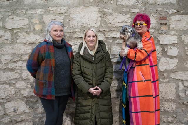 Deb Biddleston, Joann Clarke of Jo Jo’s Melts and Norma Beggs in the newly refurbished yard