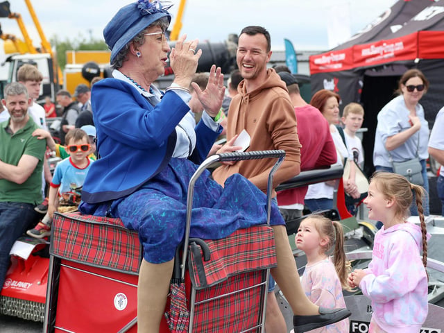 Entertaining the crowds at the Balmoral agricultural show.