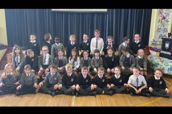 Mrs McFadden's Primary Three class at Victoria Primary School performed 'Jesus, Strong and Kind' using British Sign Language to mark Sign Language Week.  Photo: Victoria Primary School