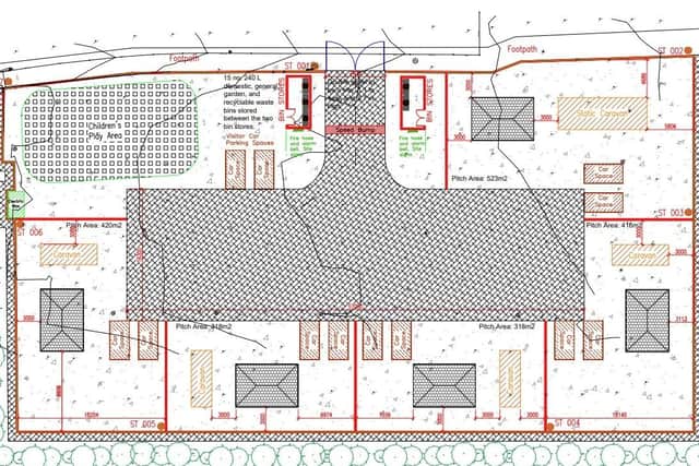 The NI Housing Executive will make the most of the existing Travellers' site, with the provision of five amenity buildings. Image: ABC planning portal