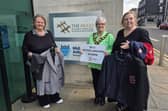 Mayor of Mid and East Antrim, Alderman Beth Adger MBE, with Michele Campbell from MEA Community Hub and Catherine Black, MEA Council.  Photo: Mid and East Antrim Borough Council