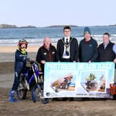 Mayor of Causeway Coast and Glens, Councillor Ciarán McQuillan pictured with Mervyn Whyte, North West 200 Event Director, members of Knock Motorcycle and Car Club, and local riders, at the launch of the new NW200 Beach Races taking place on East Strand, Portrush on Friday, May 9. CREDIT CCGBC