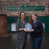 (L-R) Sylvia Trueick, Experience Development Executive Officer at Tourism Northern Ireland pictured with Julie Dixon, Visitor Centre Supervisor at Old Bushmills Distillery. CREDIT TOURISM NI