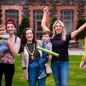 Ilyas and Louisa Yuksel with Cllr Kinnear and her son Éanna alongside the 'Wiggle It' teacher. (Antrim and Newtownabbey Council).