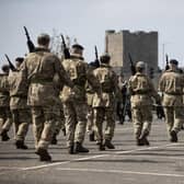 The North Irish Horse Regimental Association and Scottish and North Irish Yeomanry at a previous Battle of the Hitler Line parade in Carrickfergus. Photo: submitted