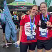 The sisters at the finish line.
