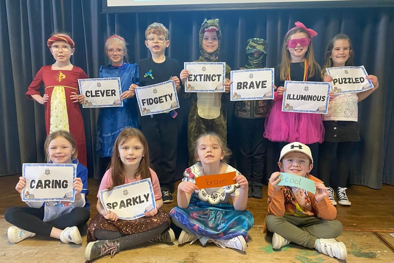 P3 pupils and pupils from the Learning Support Unit at Victoria Primary School on World Book Day.