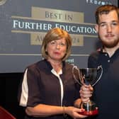 Matthew Magee is presented with the Gerard Finnegan Memorial award by Dr Catherine O’Mullan, Director of Curriculum and Academic Standards at NWRC