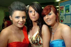 Claire Hyndman, Charlene Kenning and Natasha Ferguson looking their best at the Sperrin College formal in 2010.