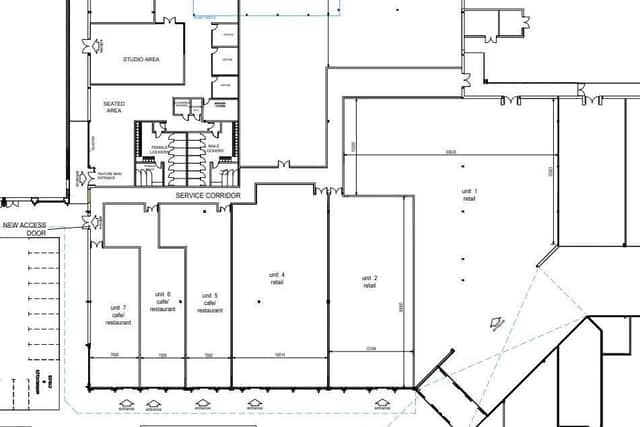 The former Sainsbury's store will make way for six retail units at the front, including three cafés/restaurants, as well as a gymnasium and an office at the back. Credit: ABC planning portal