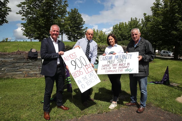 Eddy Curtis, William Taylor, Gemma Brolly, and Maurice Bradley all with SOS Causeway Hospital campaign, pictured on Saturday.