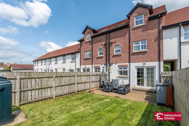 South-facing rear garden in lawn with paved patio area. Outside tap and lighting.