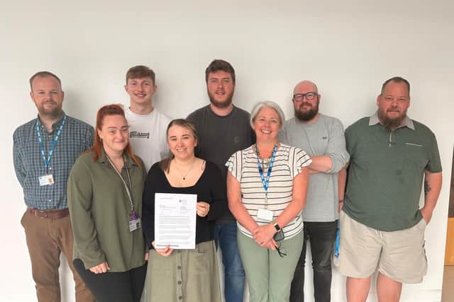 Staff from the Scheduling Team with Katharine Dane, (Asst. Director of Surgery). Pic credit: SEHSCT