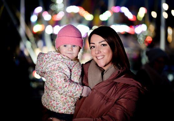 Mia and Ami enjoying the lights in Ballyclare.