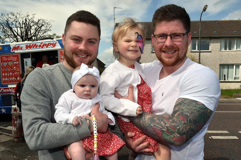 Members of the Thompson family pictured enjoying the royal celebration, from left, Annie (1), Nathan, Mia (3) and Gareth. PT18-221.