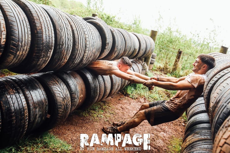 Competitors get to grips with the obstacle course.