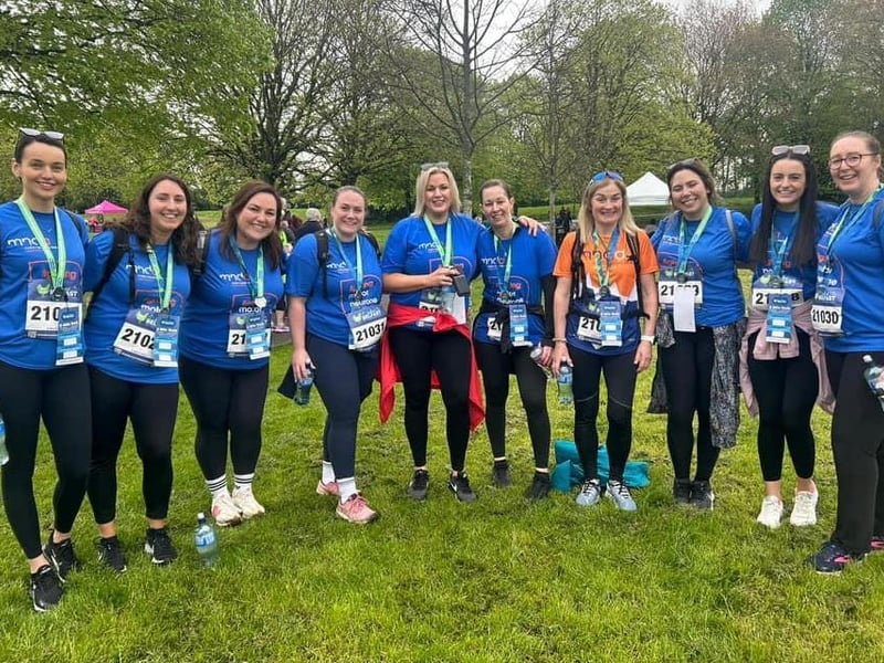 "A group of 10 Speech and Language therapists from Southern Trust who completed the eight-mile marathon walk for Motor Neurone Disease Association raising over £3,100 in memory of our friend and colleague Donna Williamson".