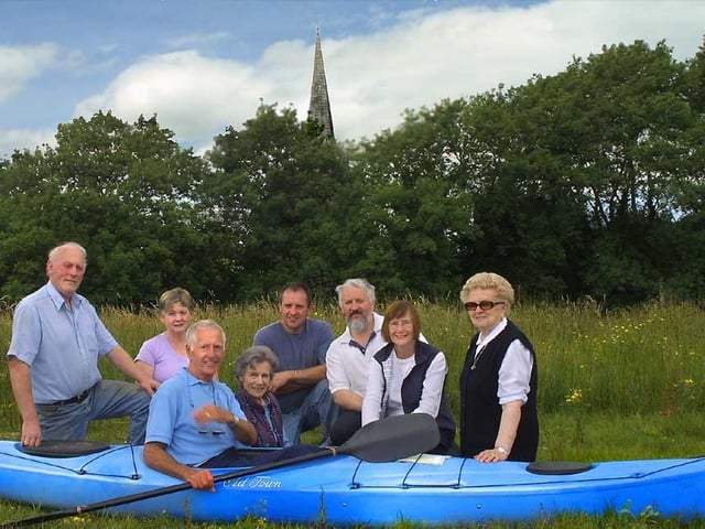 Some members of Bellaghy Historical Society pictured on a trip to Church Island in 2006 to meet up with Frank Rogers who was on a quest to canoe across 32 lakes in 32 counties in 32 days