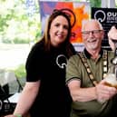 The Mayor of Antrim and Newtownabbey, Councillor Henry Cushinan perfecting his pour at Antrim Castle Garden's Beer Festival in June. Photo provided by Antrim and Newtownabbey Borough Council