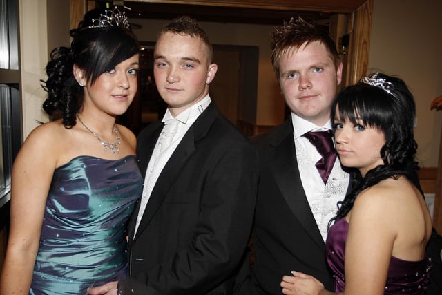 Amy, Adam, Johnny and Kirsty pictured during the Coleraine High School 5th form formal at the Royal Court Hotel in 2009.