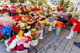 Florists are very colourful at this time of year as Mother's Day fast approaches.  Credit: Carlos Lujan/Europa Press via Getty Images)