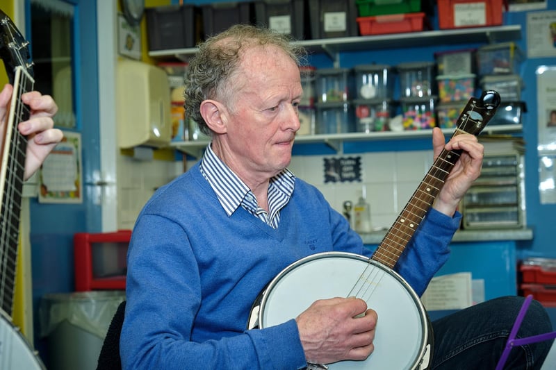 A tune on the banjo during the workshops held as part of The Loup Comhaltas Ceoltoiri Eireann, weekend of Traditional Music and Song as part of its 50th year Anniversary Celebrations.