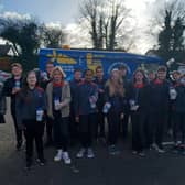 Pictured are pupils with their new Water Bottles