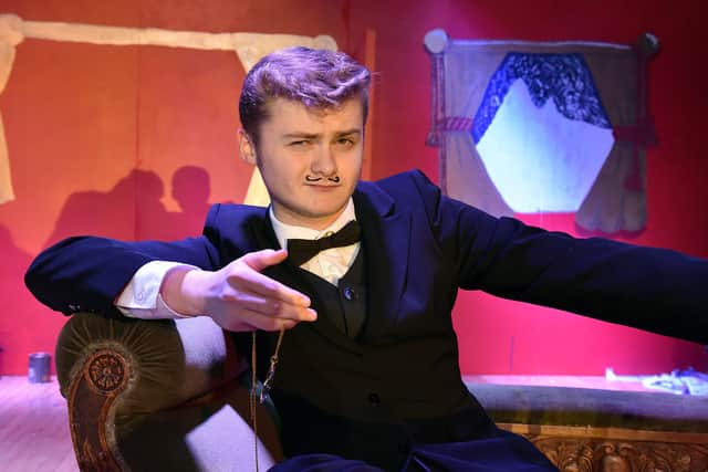 Portadown College student, Matthew Doyle who plays Hercule Poirot in the school production of Murder On The Orient Express.
