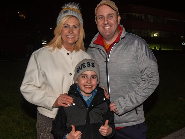 Enjoying a family night out at the fireworks display are from left, Lucy, Felix (8) and Dermot McEvoy.