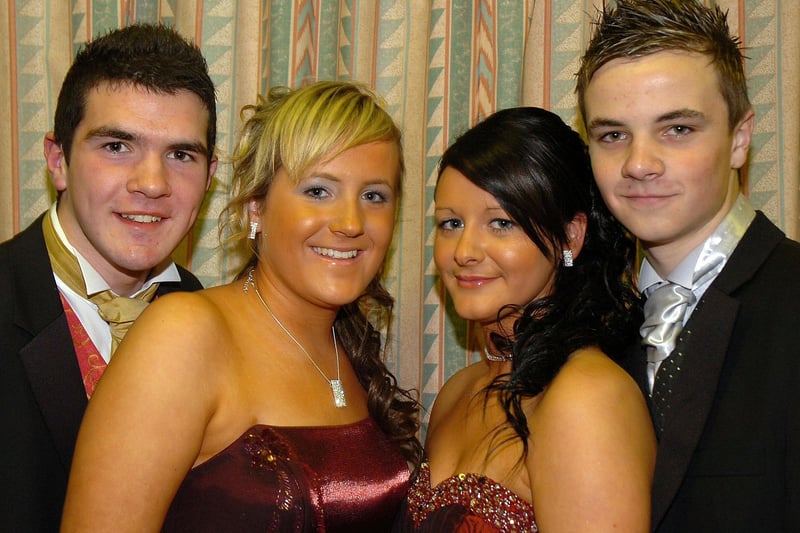 Paul Clarke, Jemma Leacock, Hannah Evans and David Wray at the Magherafelt High School annual formal in 2007.
